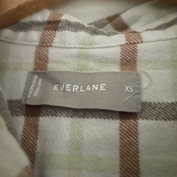 Everlane The Boxy Flannel Shirt Tobacco Plaid Seafoam - Picture 8 of 9